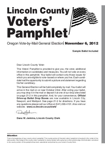 Oregon ballot voter information: sample pamphlet